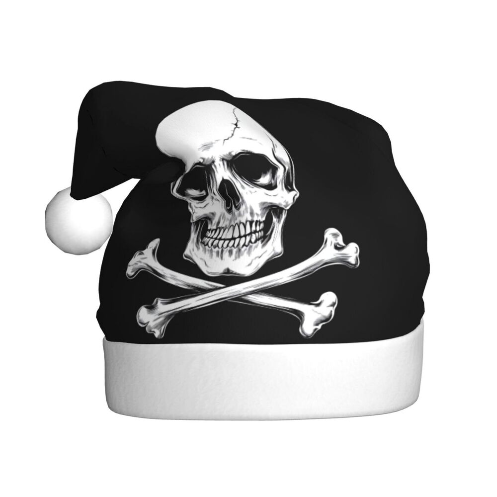 2956 Skull Pirate Flag Christmas Hat, Xmas Holiday Hat, Christmas New Year